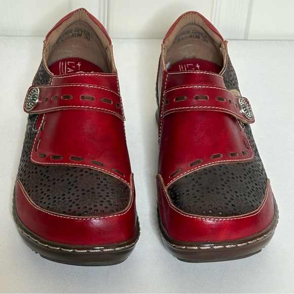 L'ATISTE by Spring Step Rokas leather size 8 Red and Brown Clogs Art to wear - Picture 2 of 12